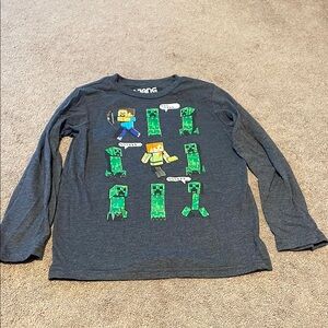 Kids Minecraft Long Sleeve Shirt - Gray